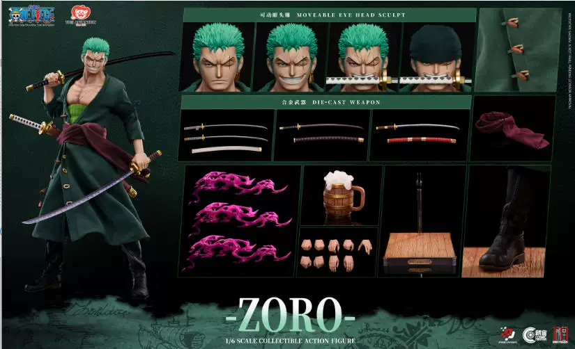 【Pre-sale】1/6 Scale Roronoa Zoro Action Figure Licensed-One Piece-JIMEI PALACE × Pixel Poses Studios
