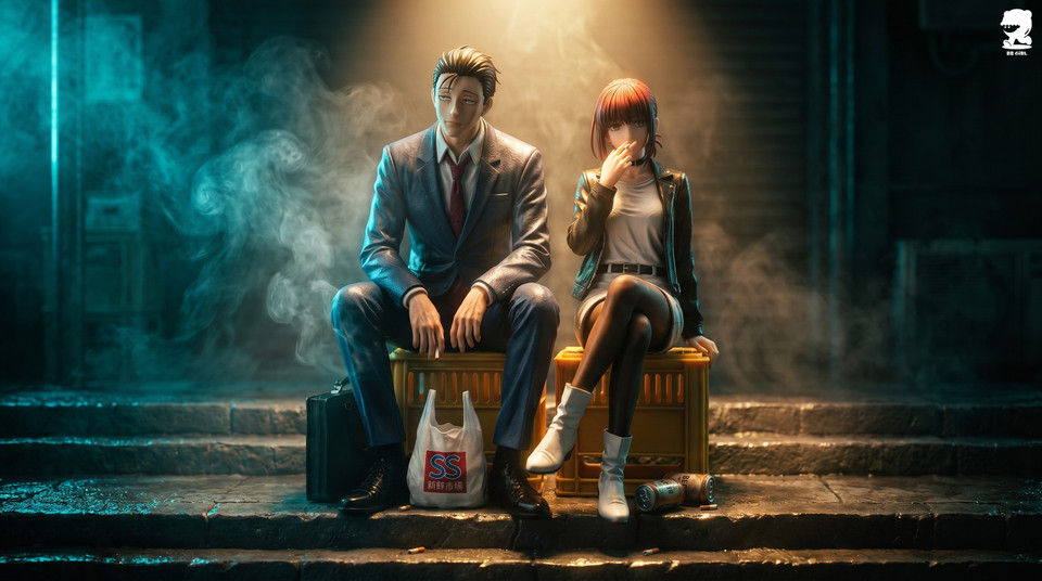 【Pre-sale】1/6 Scale Sasaki and Tayama-Smoking Behind the Supermarket-BB Girl Studio