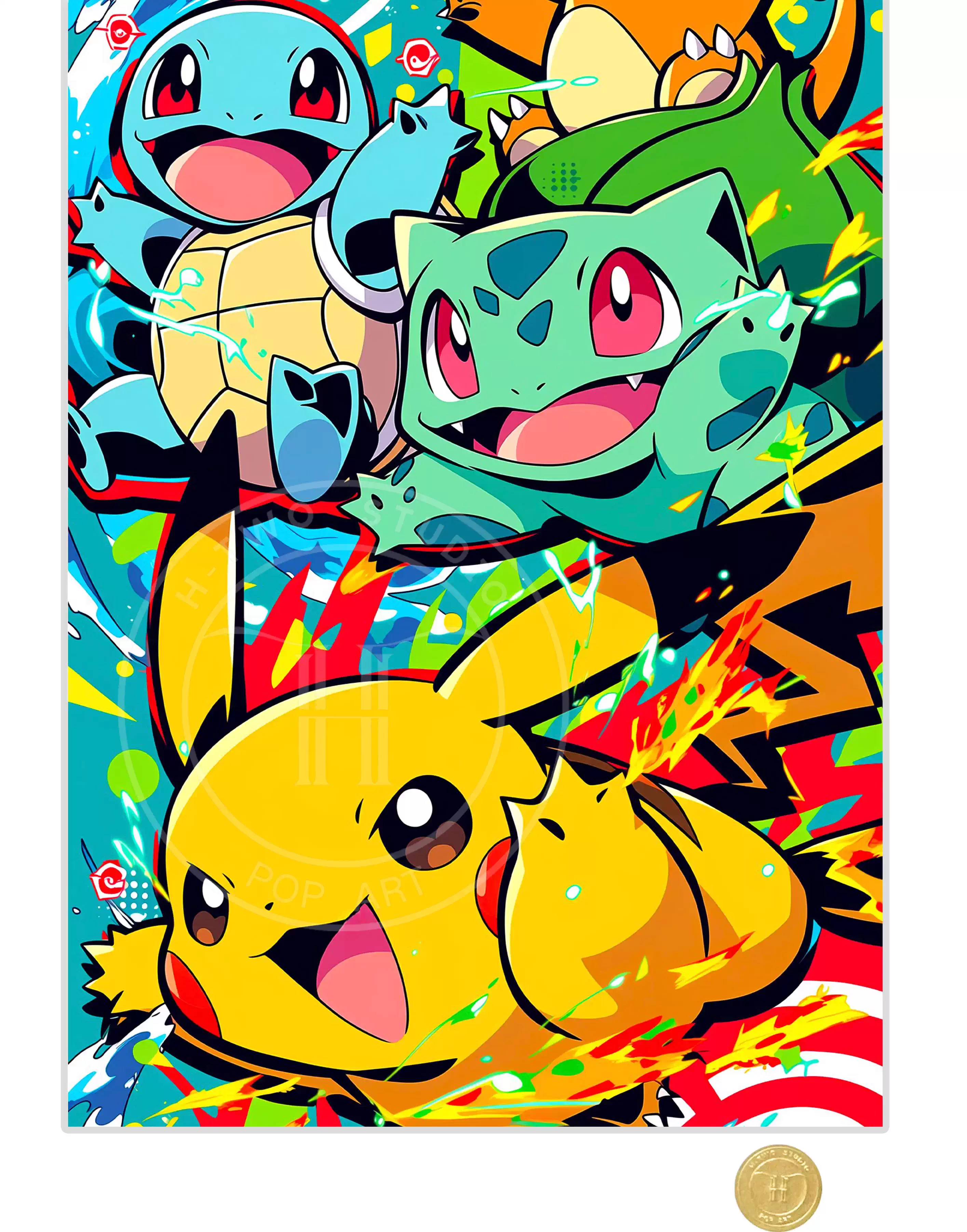【Pre-sale】Decorative Painting of 4 Pokemons-H2 Studio
