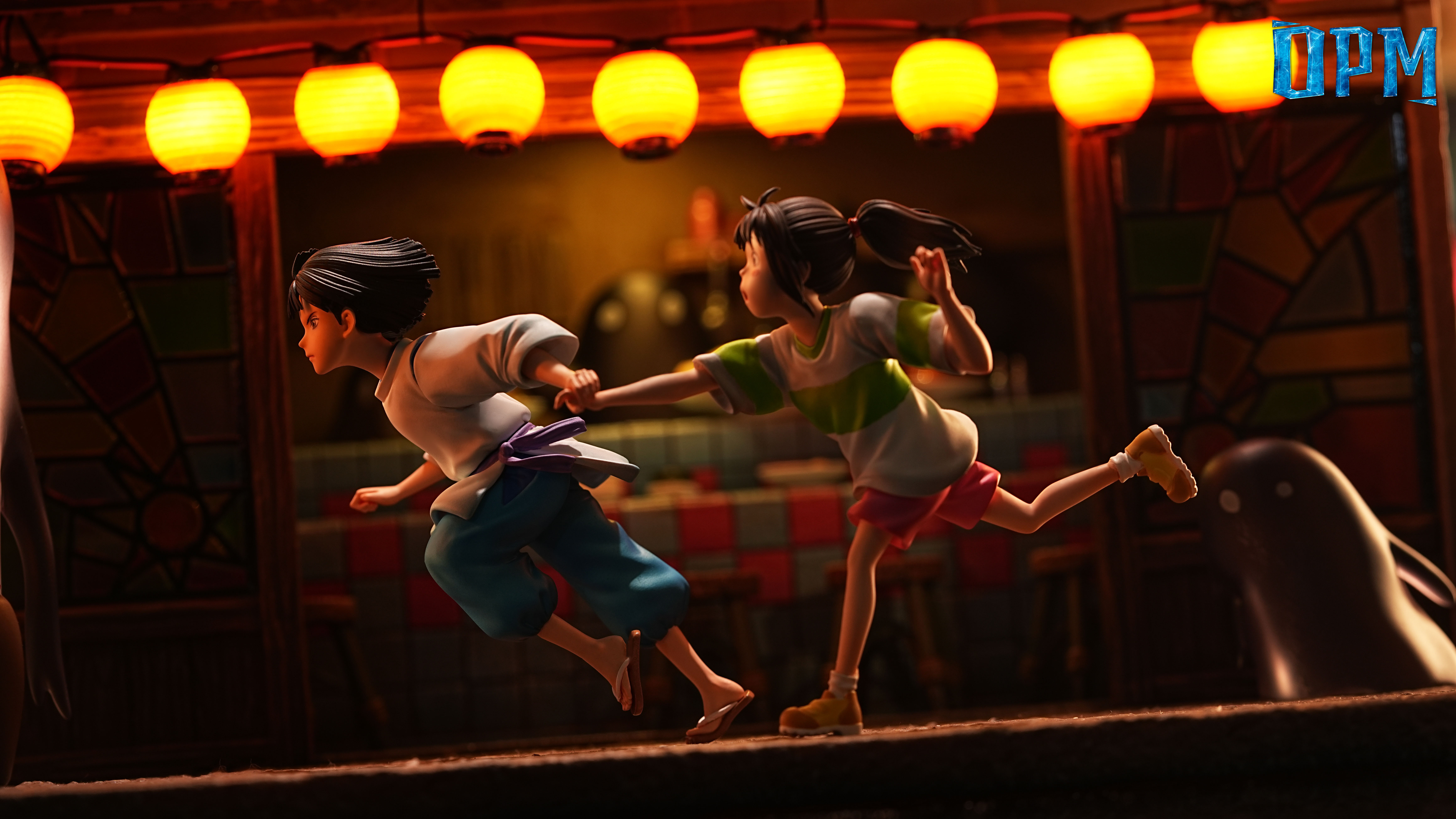 【Pre-sale】015 Chihiro Ogino and Haku running with LED-Spirited Away-OPM Studio