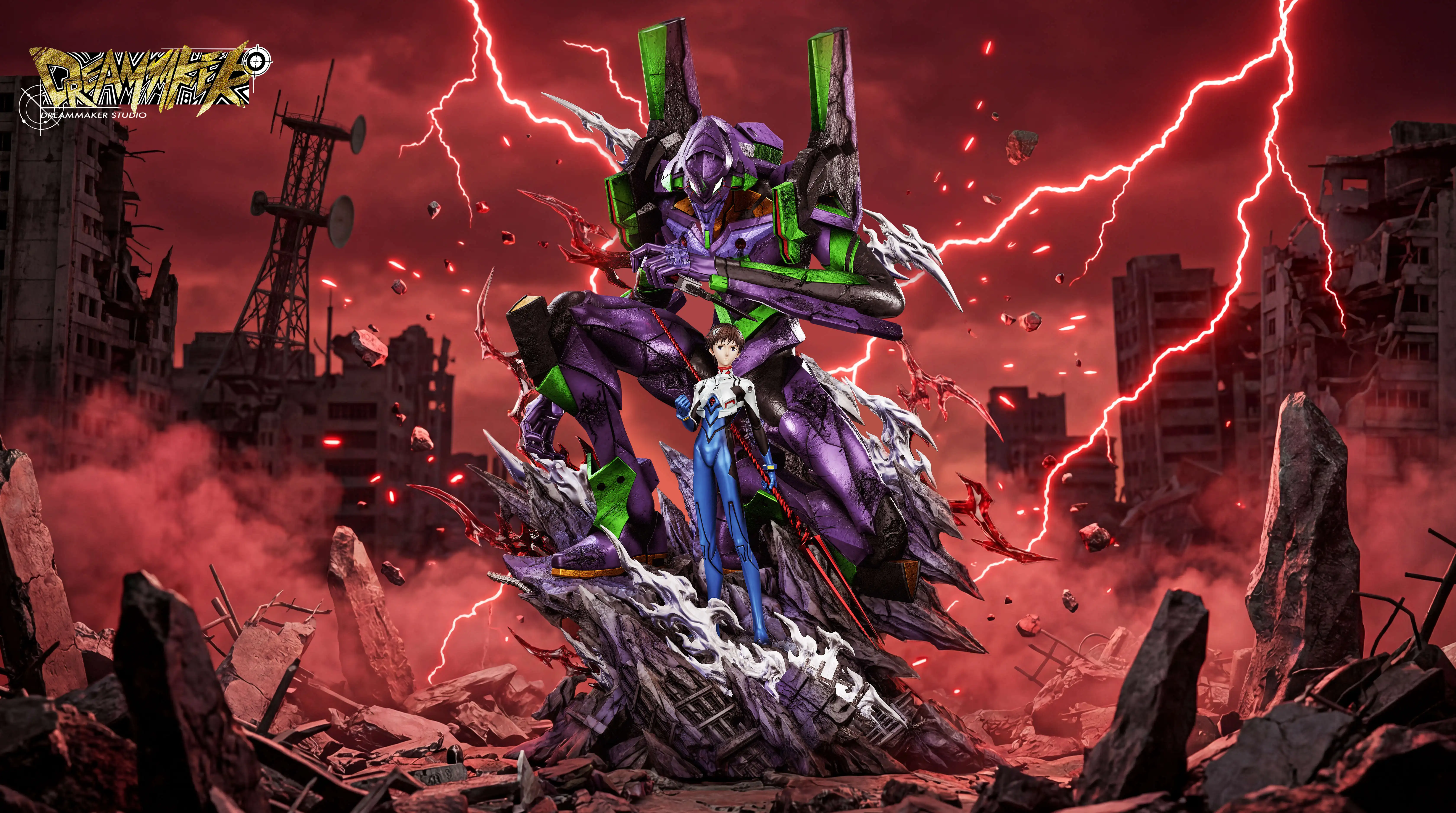 【Pre-sale】Ikari Shinji and EVANGELION-01 with LED-EVA-Dreammaker Studio
