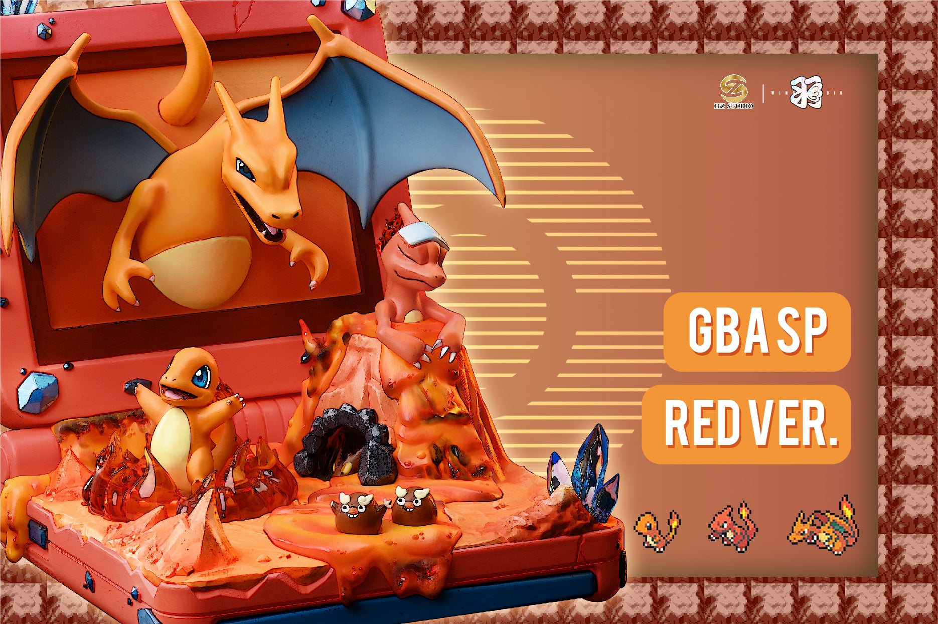 【Pre-sale】GBA SP Red ver. Charizard Family-Pokemon-Wing Studio