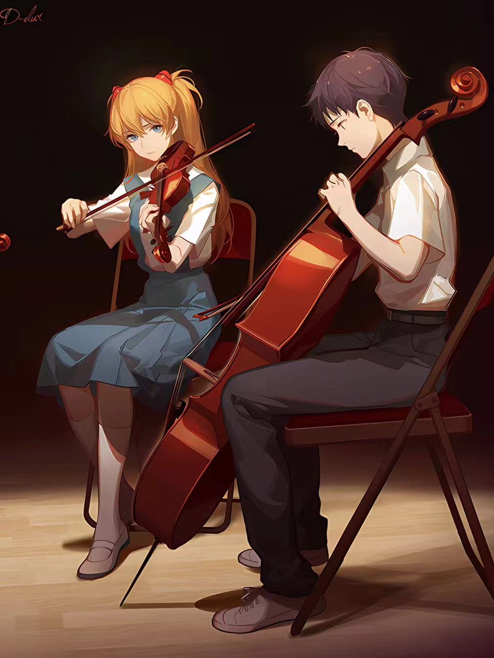 【Pre-sale】Decorative Painting of Asuka Langley Soryu, Ayanami Rei & Ikari Shinji-String Quartet-XingKong Studio