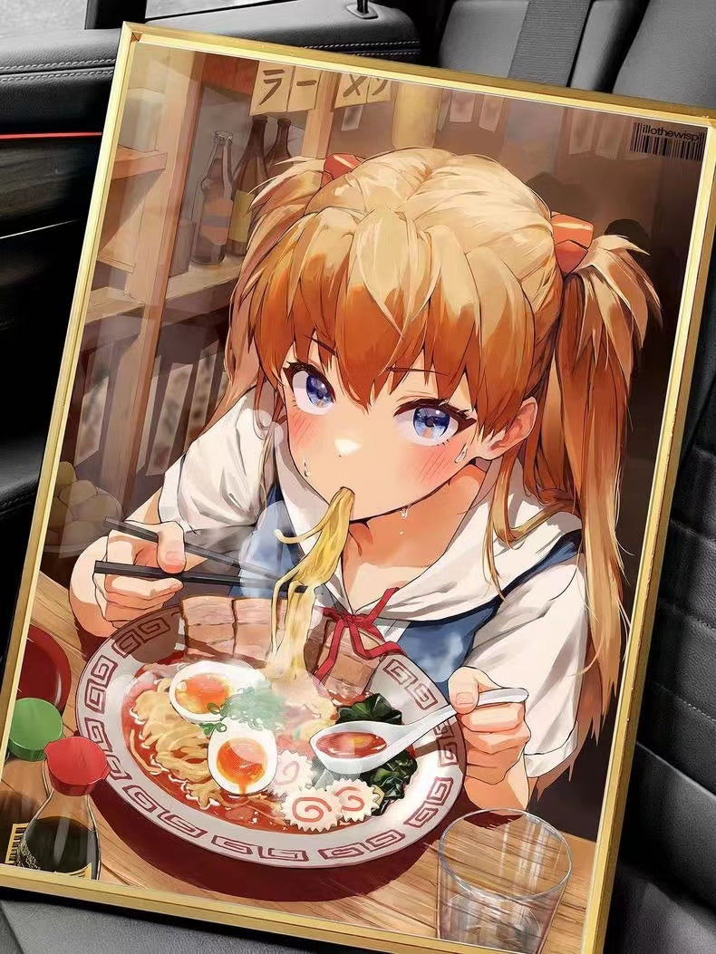 【In Stock】Decorative Painting of Eating Ramen Noodles Asuka Shikinami Langley-EVA-Billion Birds Studio