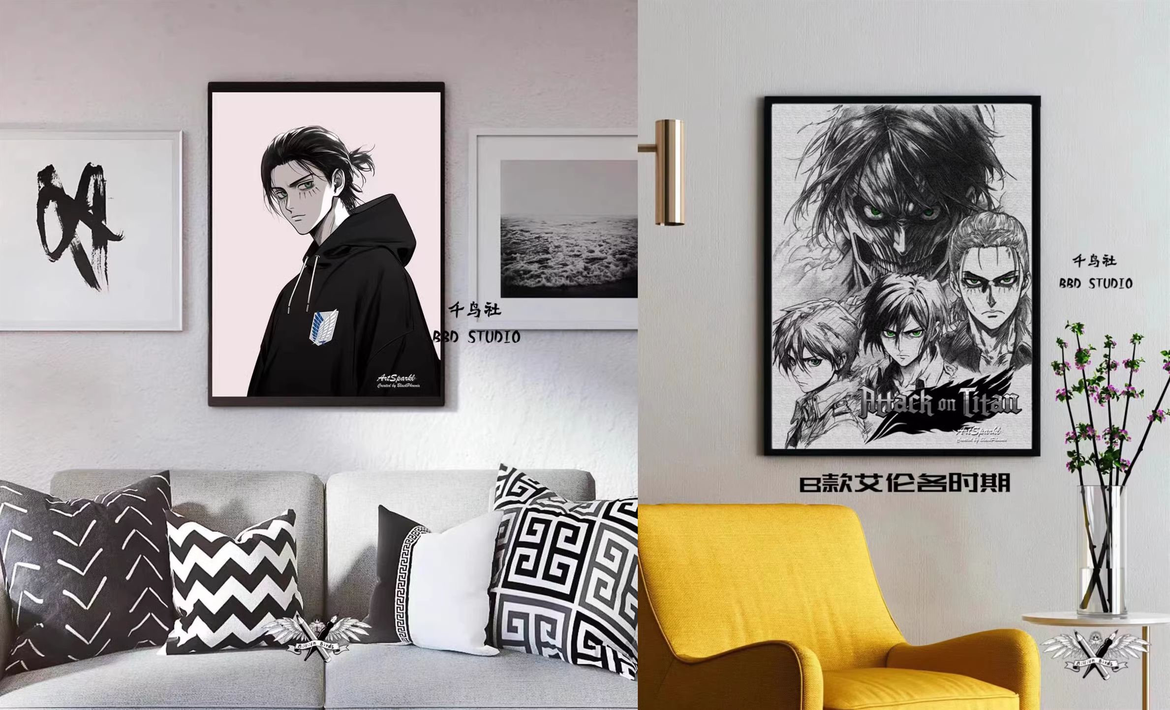 【In stock】Decorative Painting of Eren-Attack on Titan-Billion Birds Studio