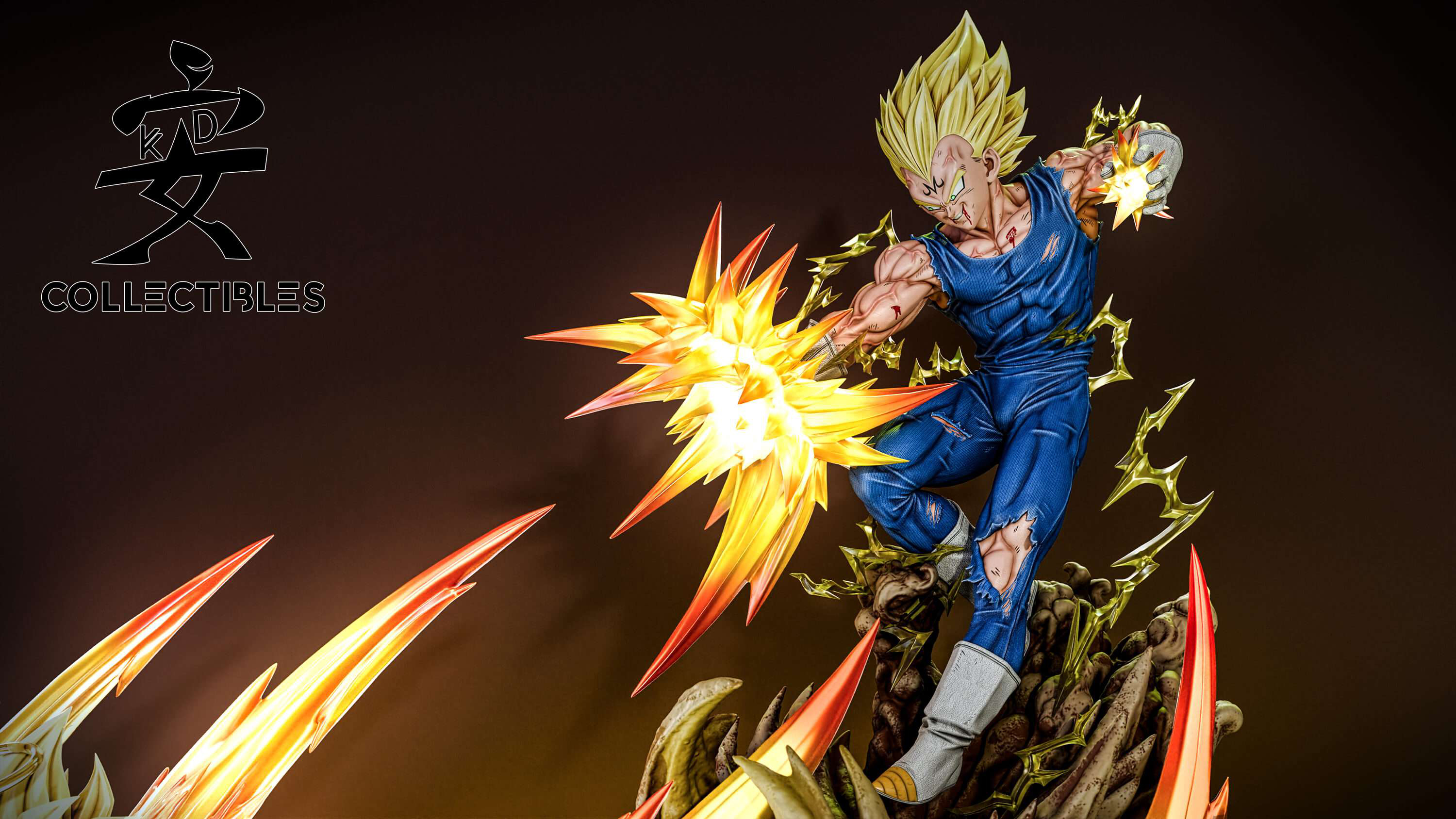 【Sold out】1/4 Scale Super Saiyan 2 Son Goku VS Super Saiyan 2 Vegeta with LED-KD Studio