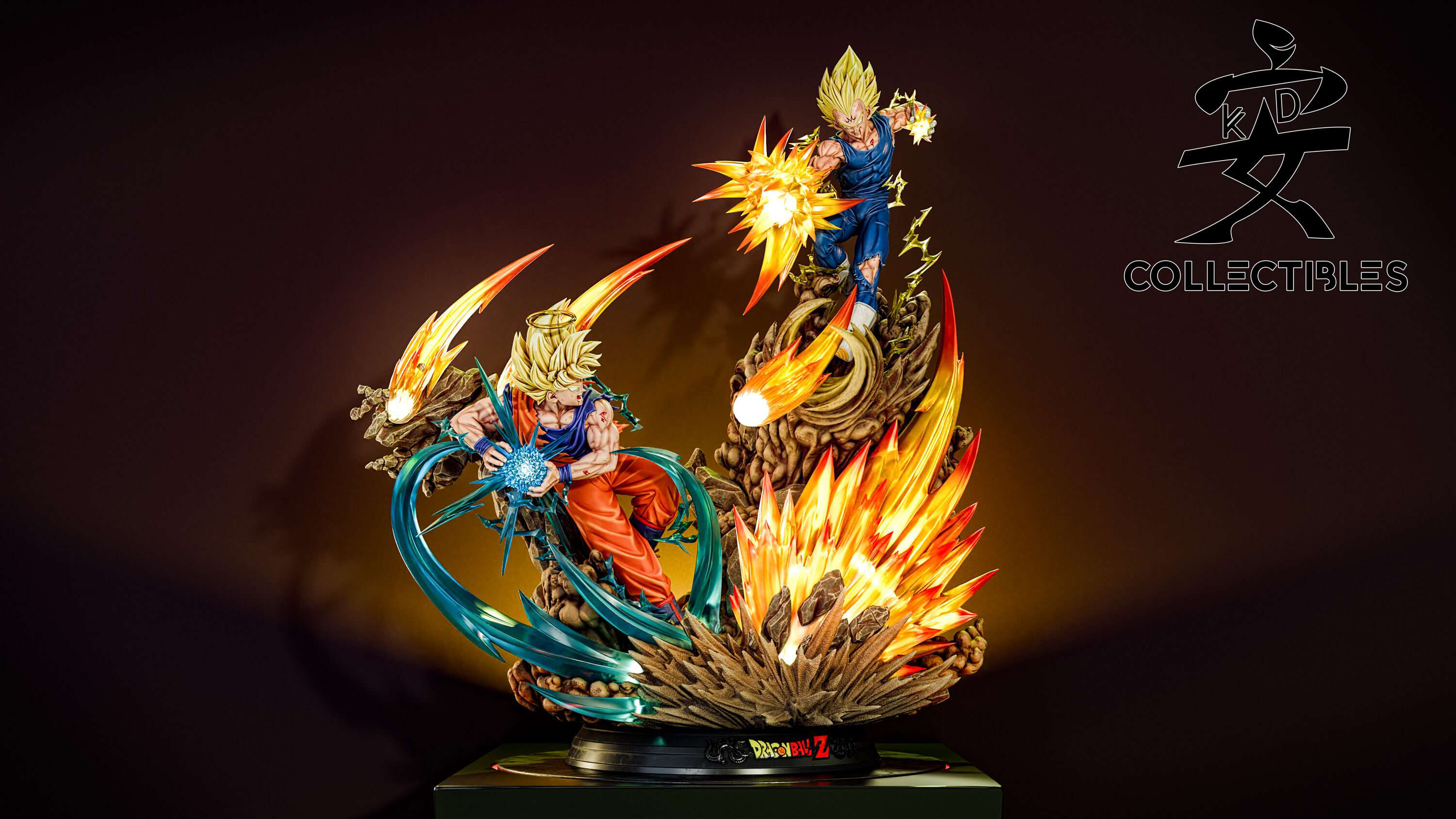 【Sold out】1/4 Scale Super Saiyan 2 Son Goku VS Super Saiyan 2 Vegeta with LED-KD Studio