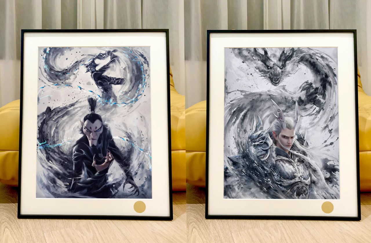 【Pre-sale】Decorative Painting of Shen Gongbao & Ao Guang-Nezha: Demon Child Conquers the Sea-XingKong Studio