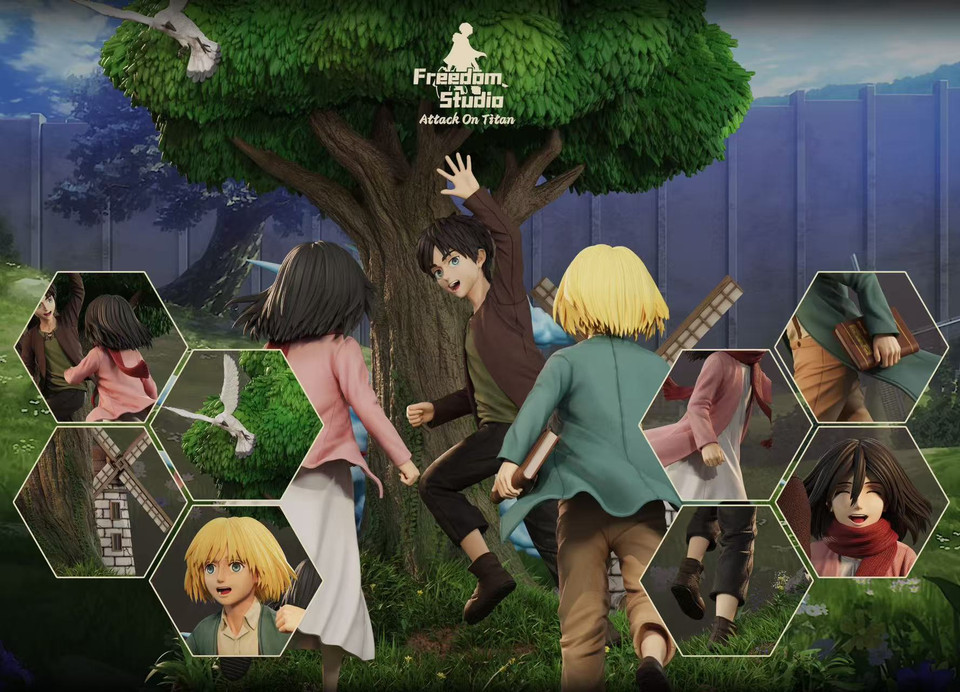 【Sold out】Childhood Eren & Armin & Mikasa-Attack on Titan-Freedom studio