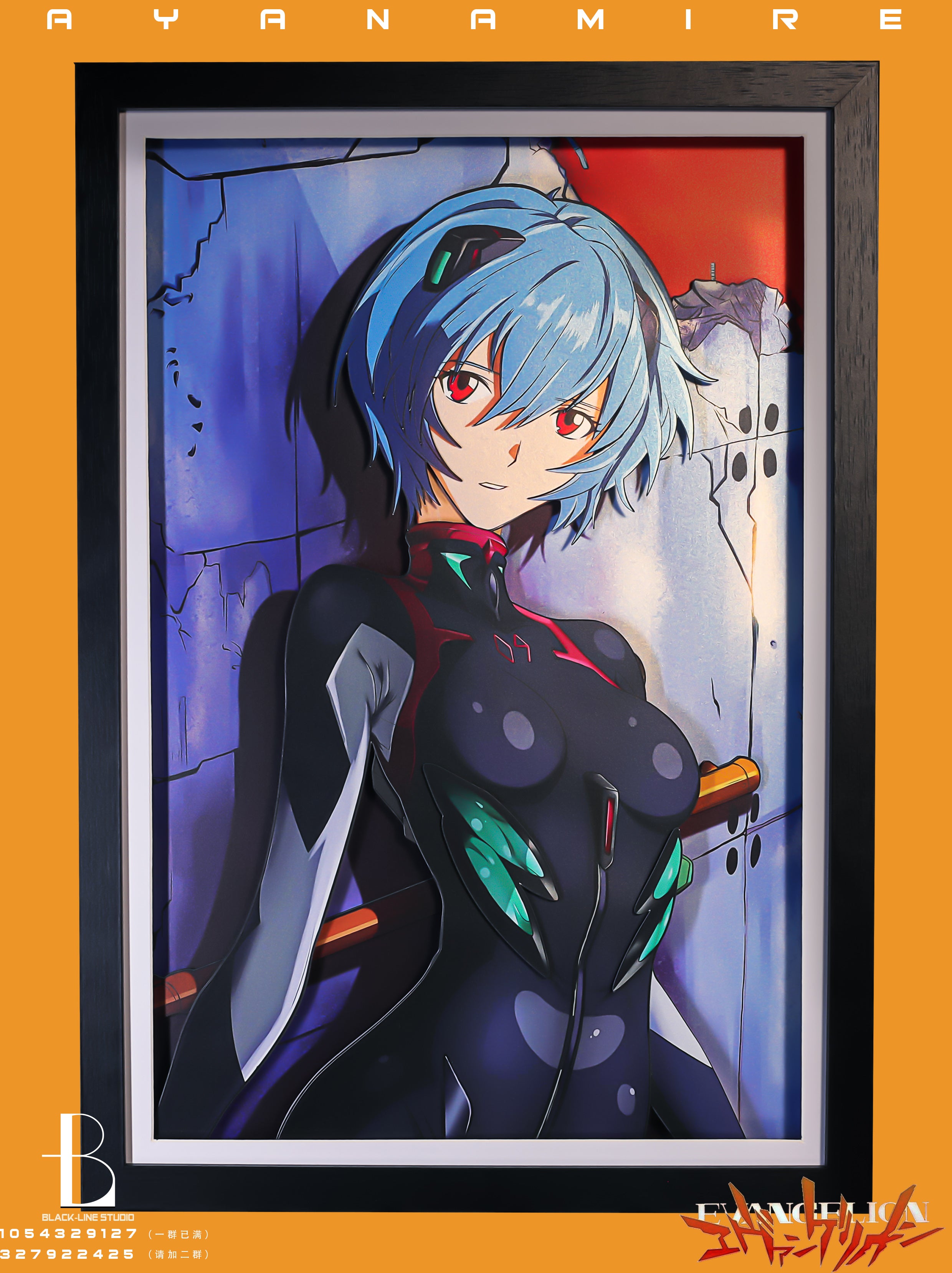 【Pre-sale】Ayanami Rei 3D Decoration Painting-Evangelion-Black-Line Studio