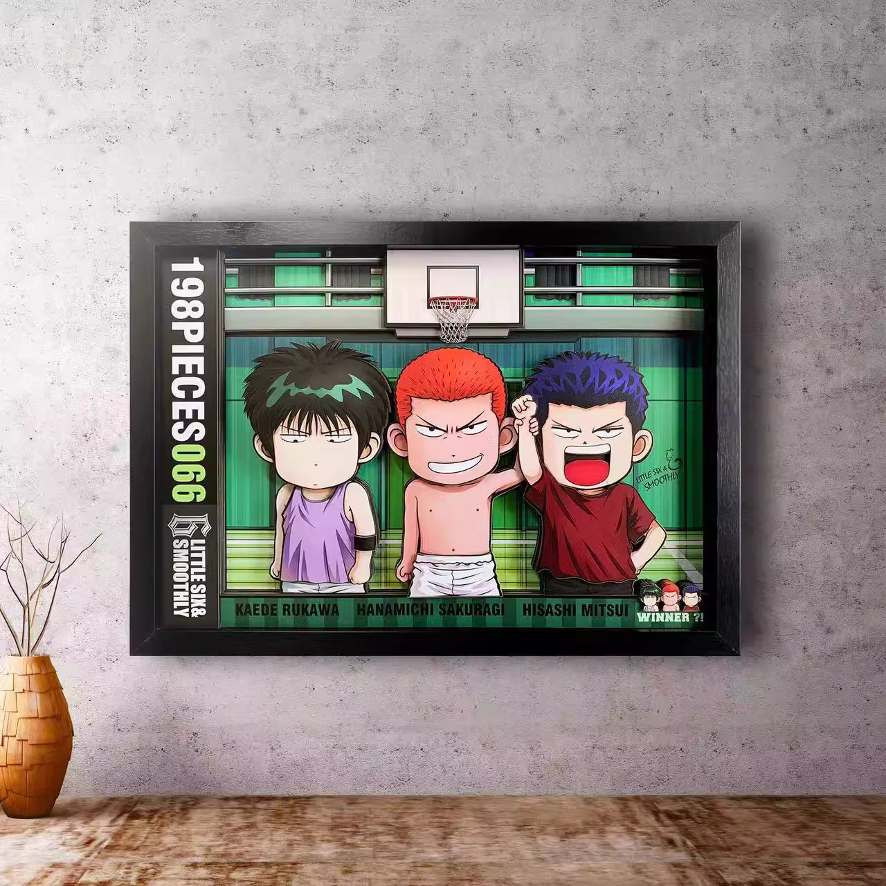 【In stock】Decorative Painting of Q Version Rukawa Kaede, Sakuragi Hanamichi & Mitsui Hisashi-Slam Dunk-MOMO Studio