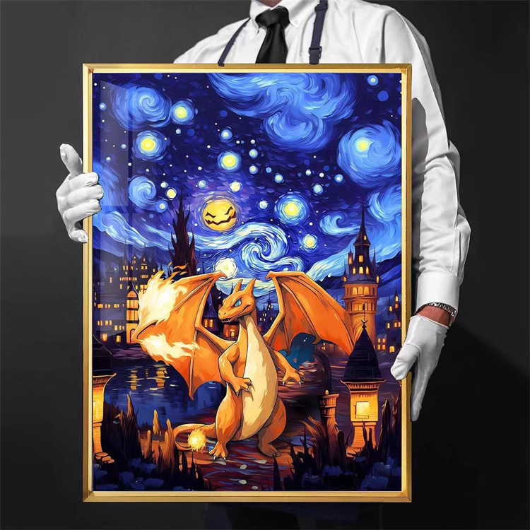 【In stock】Decorative Painting of Starry Sky Charizard-Pokemon-Billion Birds Studio