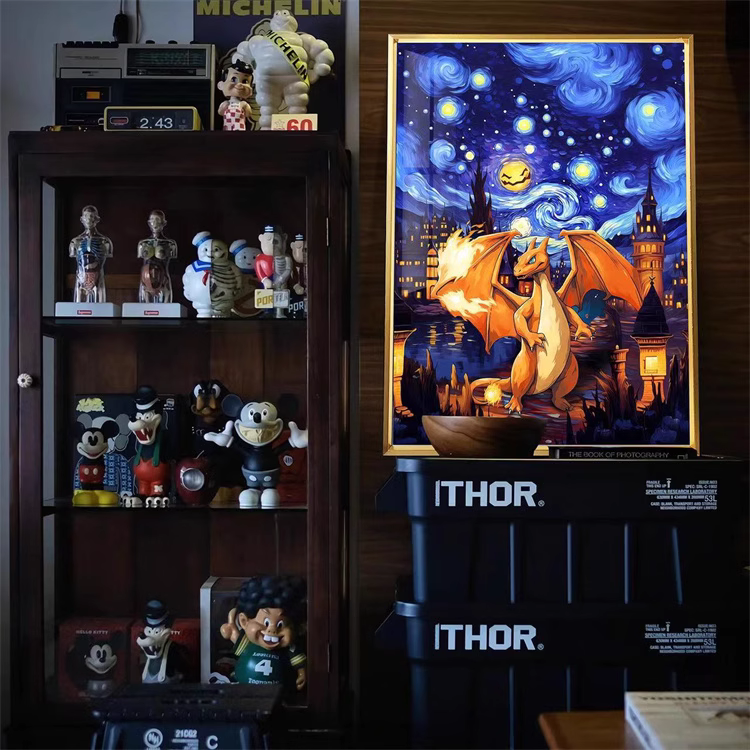 【In stock】Decorative Painting of Starry Sky Charizard-Pokemon-Billion Birds Studio