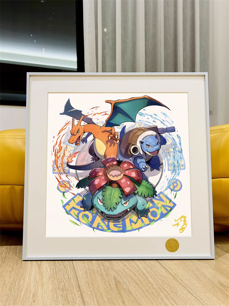 【Pre-sale】Decorative Painting of Charizard, Squirtle & Bulbasaur-Pokemon-XingKong Studio