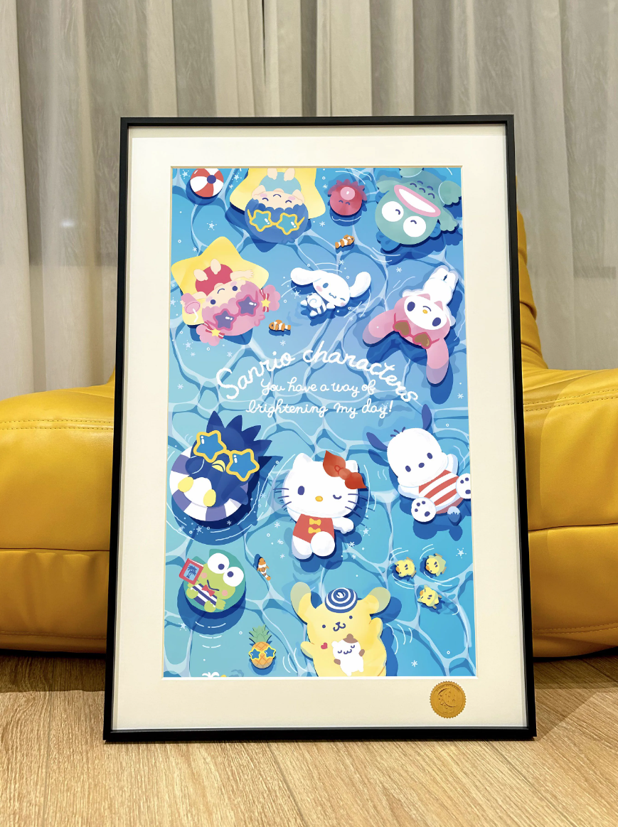 【Pre-sale】Decorative Painting of Swimming Pool Sanrio, Cinnamoroll & Kitty-Sanrio Characters-XingKong Studio