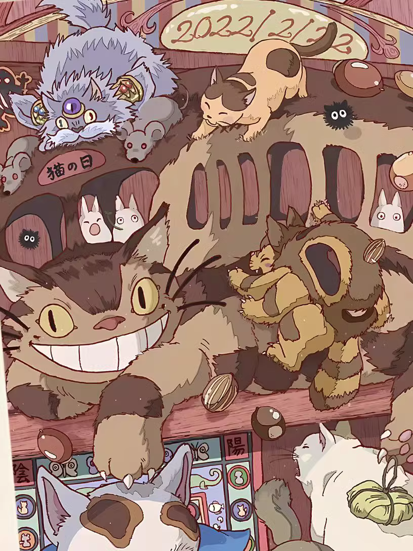 【Pre-sale】Decorative Painting of Cats-Studio Ghibli-XingKong Studio