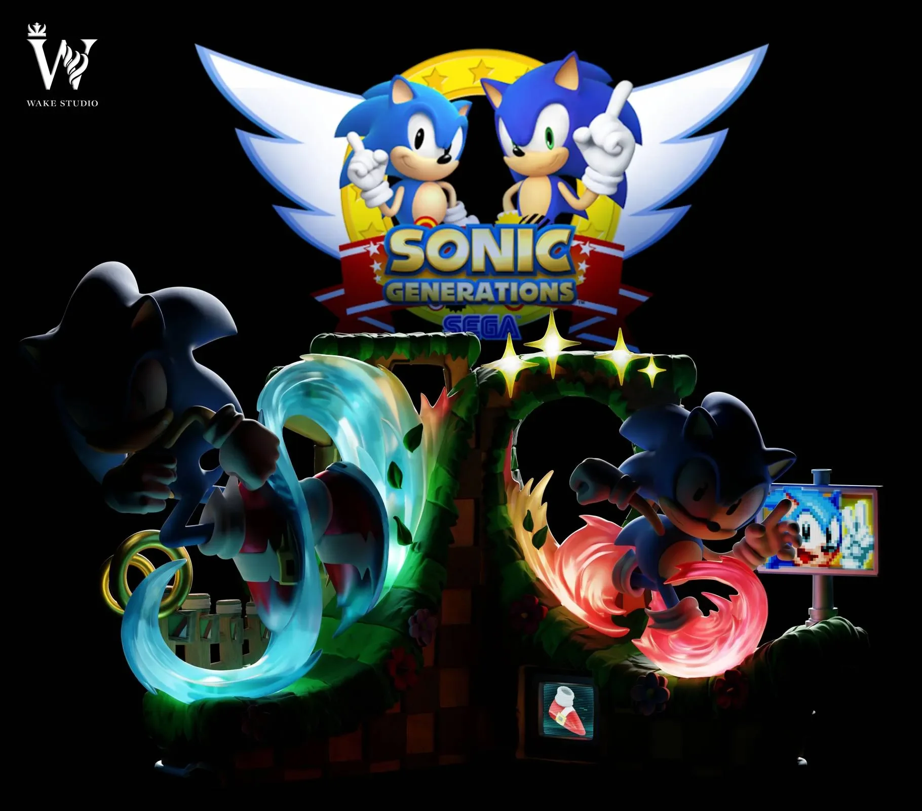 【Last one】Sonic the Hedgehog with LED-Sonic Generations-Wake Studio