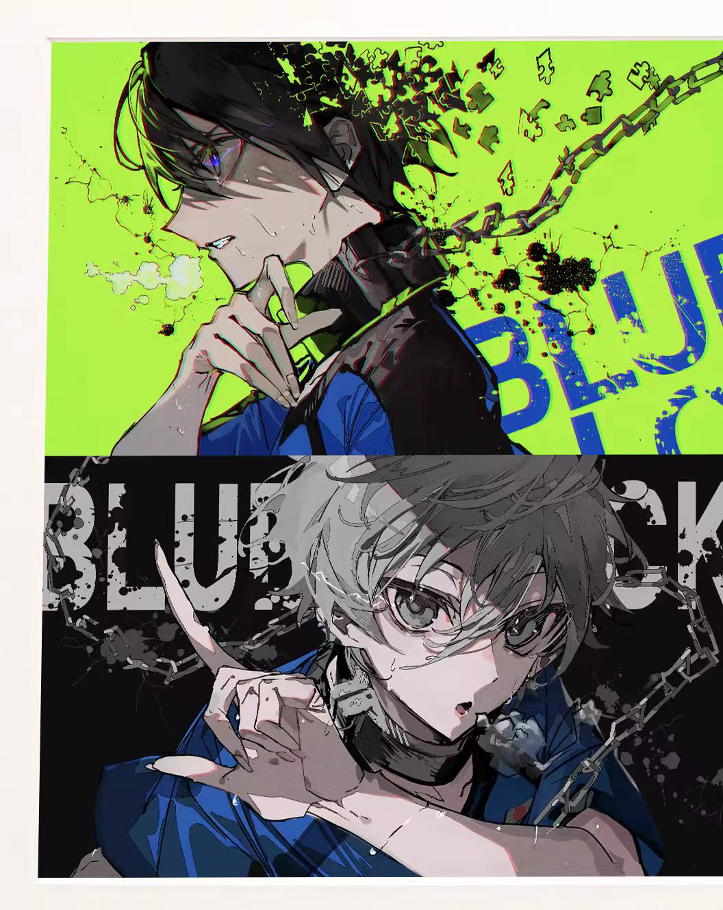 【Pre-sale】Decorative Painting of Four Characters of Blue Block-H2 Studio